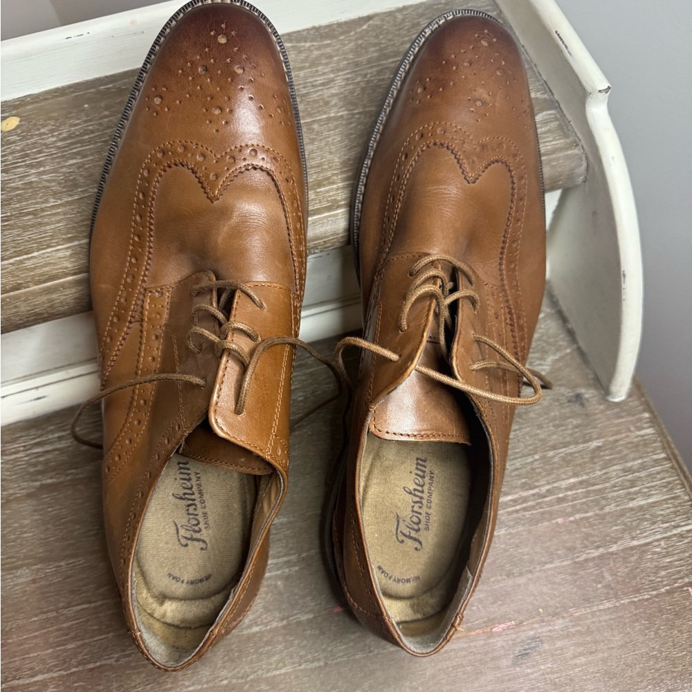 Florsheim Men's Tan Montinaro Wingtip Oxford Leather Shoes Suze 12D